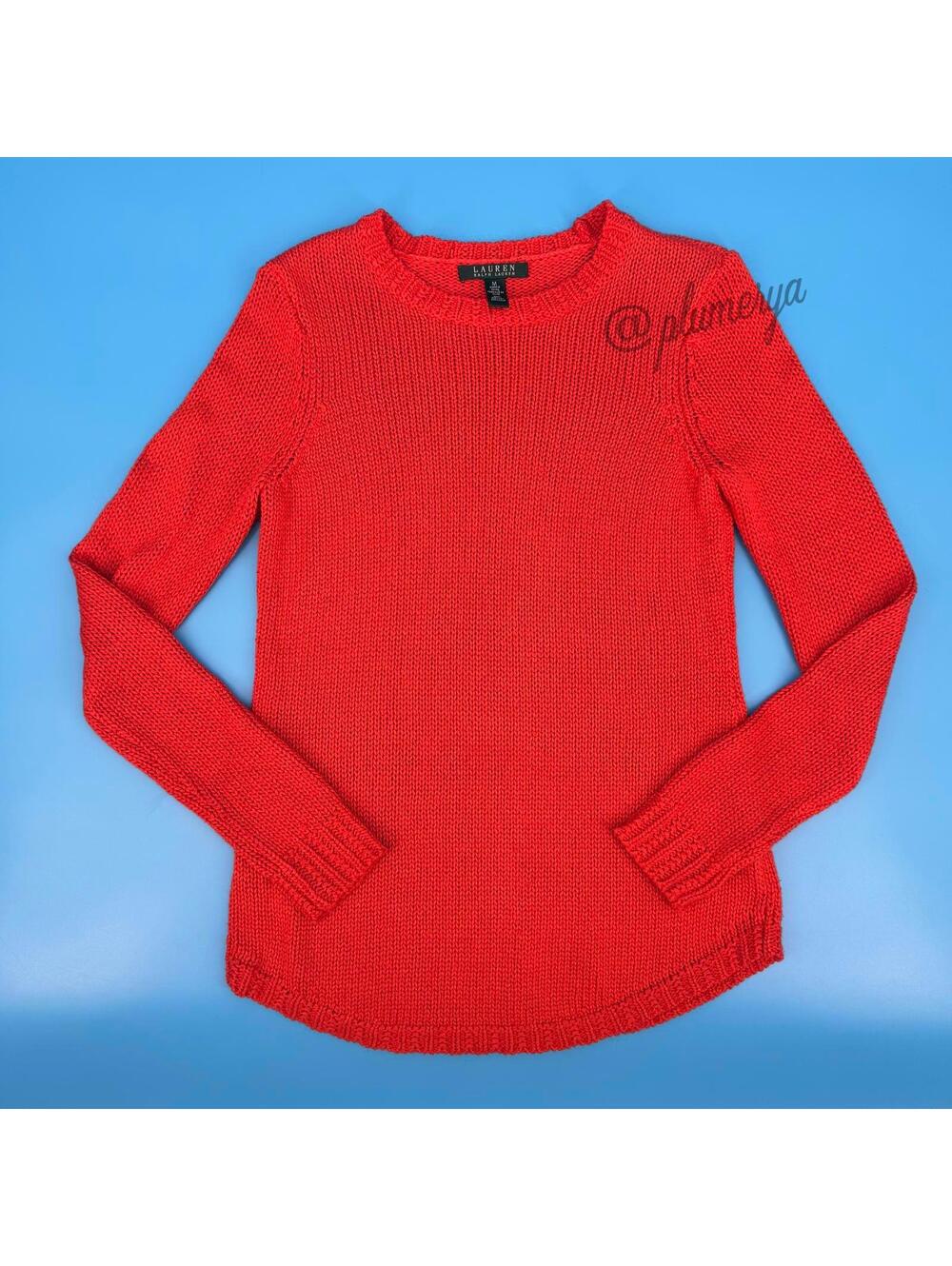 Lauren Ralph Lauren Vintage Women's Knit Orange Long Sleeve Top Size M
